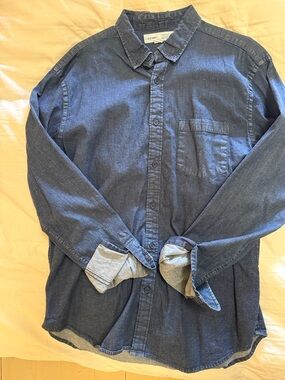Old Navy Men's Indigo Blue Denim Button-Down Shirt